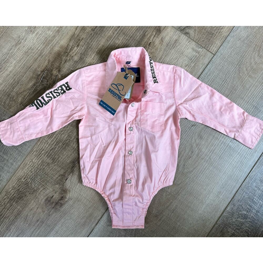 NWT‎ Resistol Infant 6 Months Pink Button-Down Rodeo Shirt Onesie